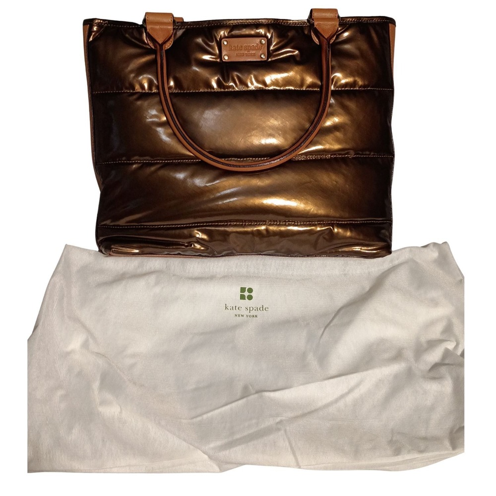 Kate Spade Metallic Bronze Puffer Bon Shopper Tote Bag‎ WKRU2047 New